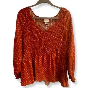 Ava & Viv Rust Colored long sleeved shirt, size X (14w)